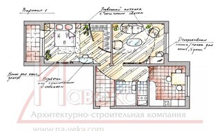 Эскиз двухкомнатной квартиры